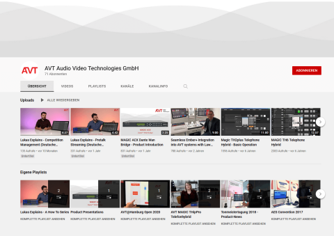Screenshot vom AVT Youtube Kanal